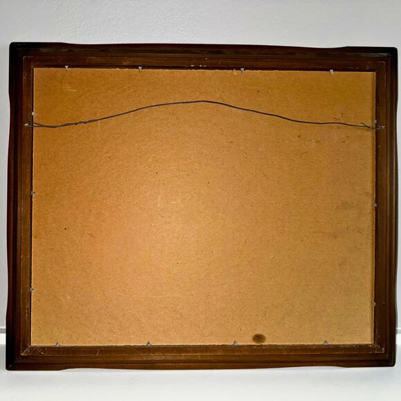 Vintage Framed Landscape Print — Sunset Hillside Scene with Travelers - Picture 4 of 6